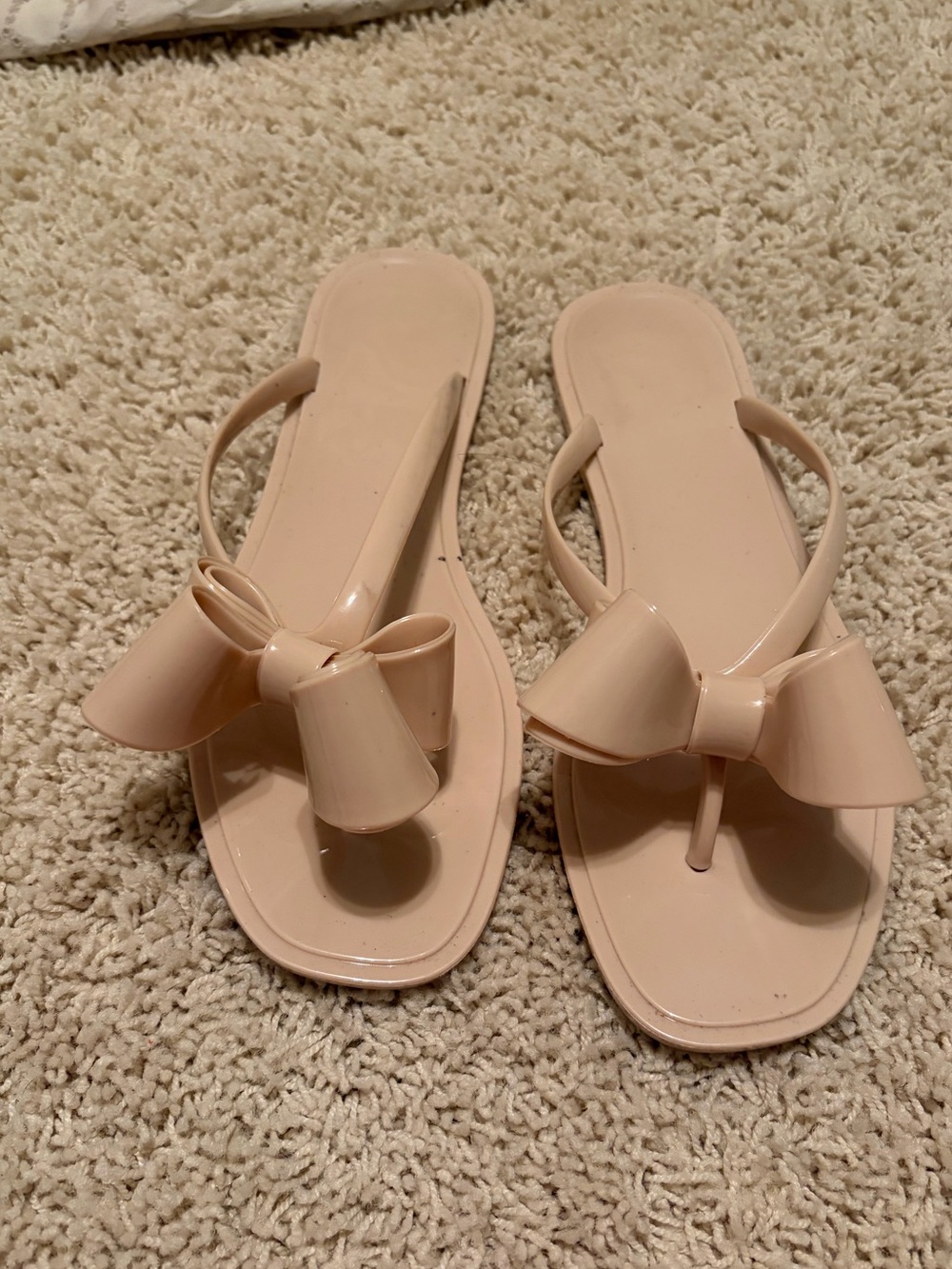Women's Nude Bow Thong Sandals